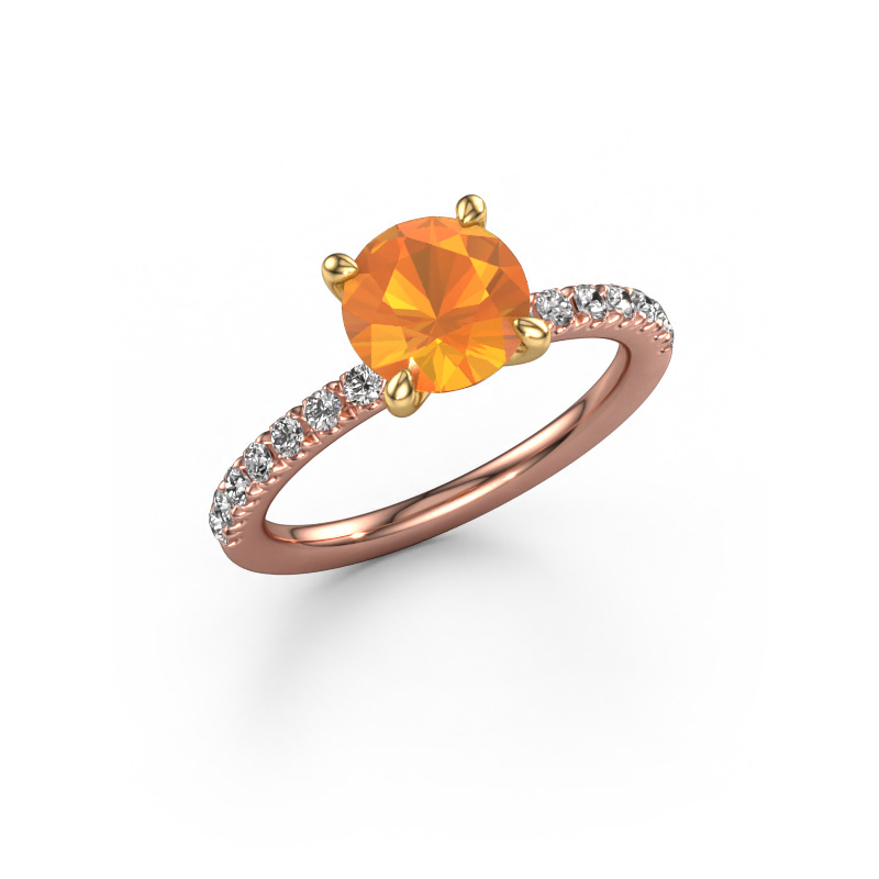 Bild von Verlobungsring Crystal RND 2 585 Roségold Citrin 7.3 mm