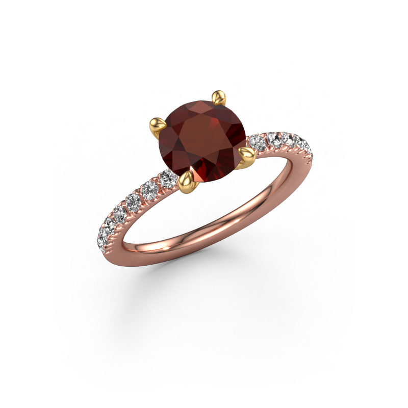 Image of Engagement ring Crystal RND 2 585 rose gold Garnet 7.3 mm
