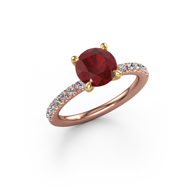 Bild von Verlobungsring Crystal RND 2 585 Roségold Rubin 7.3 mm