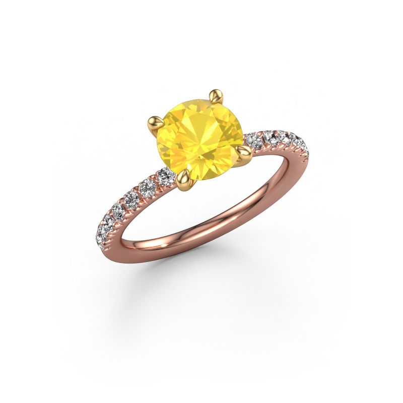 Bild von Verlobungsring Crystal RND 2 585 Roségold Gelb Saphir 7.3 mm
