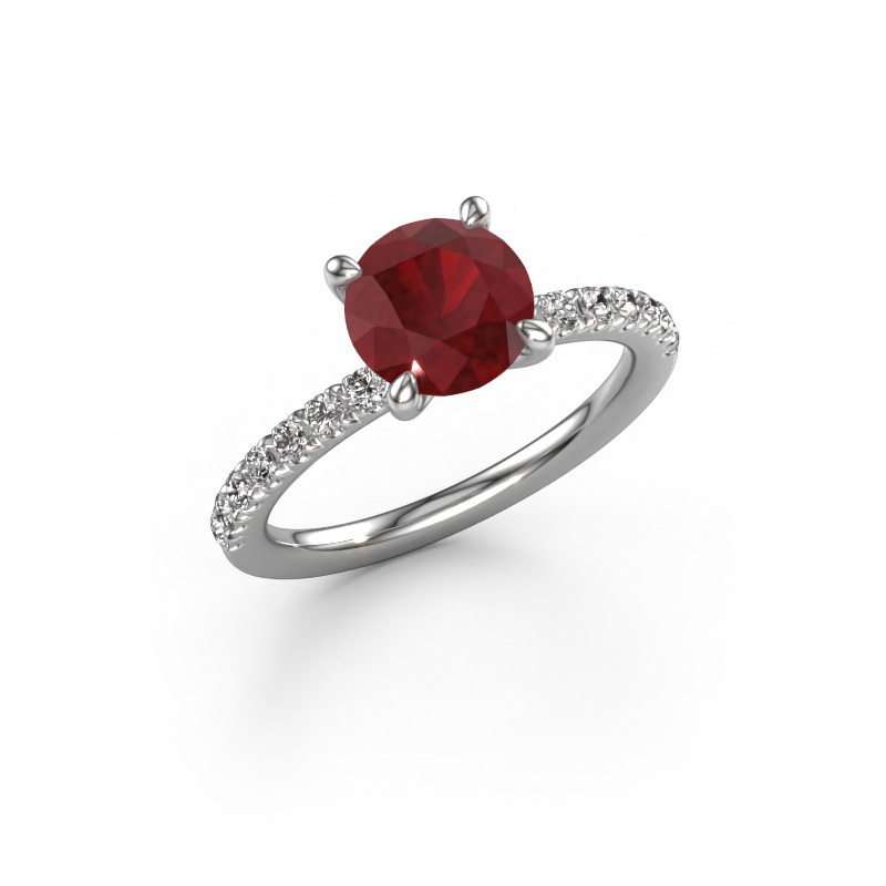 Image of Engagement ring Crystal RND 2 950 platinum Ruby 7.3 mm