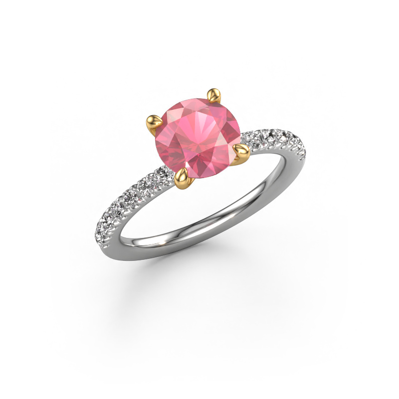 Image de Bague de fiançailles Crystal RND 2 585 or blanc Rose tourmaline 7.3 mm