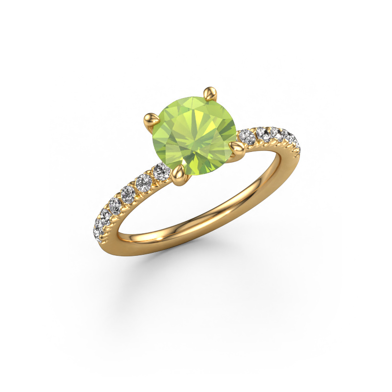 Image of Engagement ring Crystal RND 2 585 gold Peridot 7.3 mm