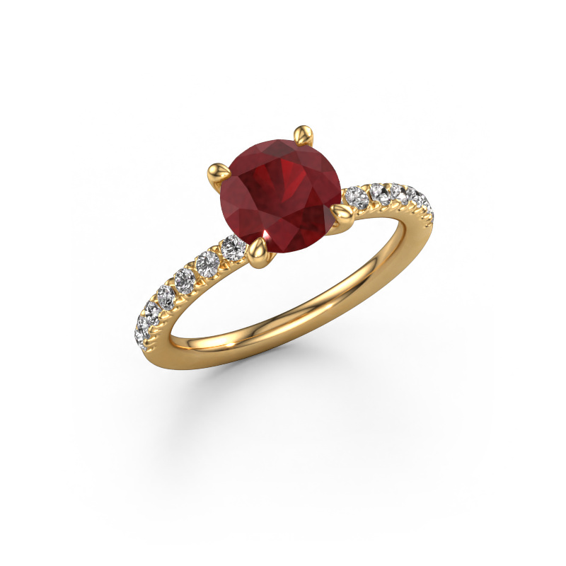 Image of Engagement ring Crystal RND 2 585 gold Ruby 7.3 mm