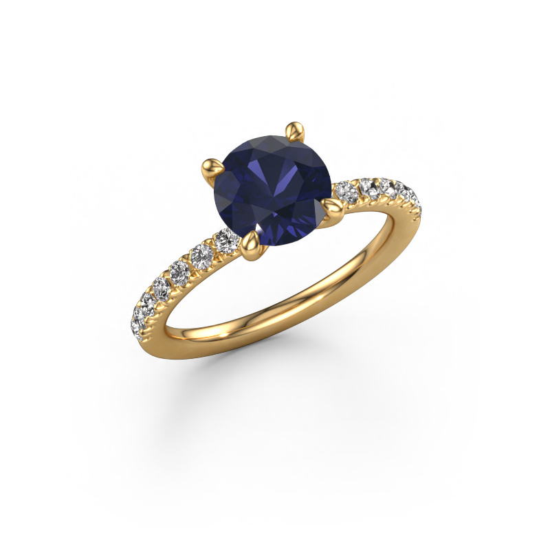 Image of Engagement ring Crystal RND 2 585 gold Sapphire 7.3 mm