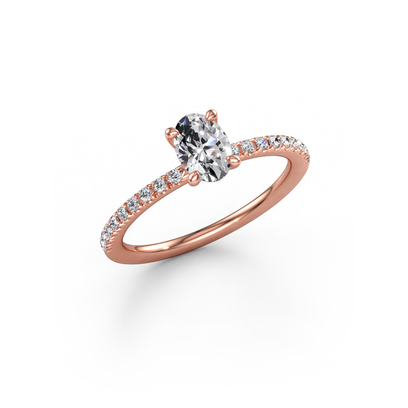Immagine di Anello di fidanzamento Crystal OVL 2 585 oro rosa Diamante lab grown 0.78 crt