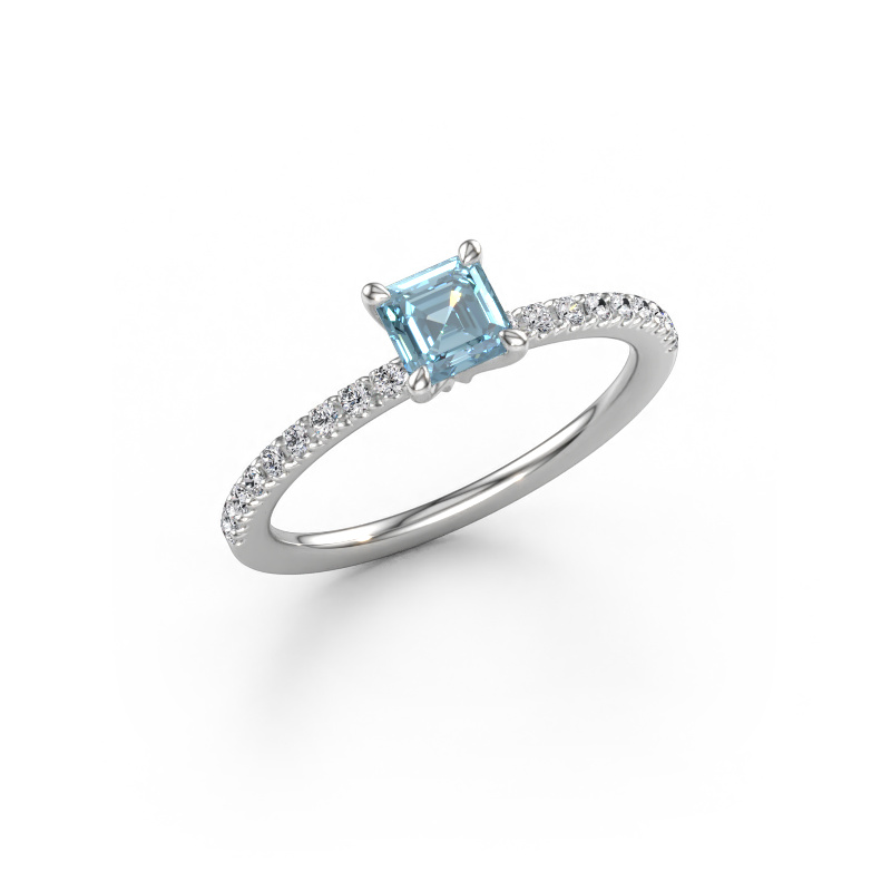 Immagine di Anello di fidanzamento Crystal ASSC 2 585 oro bianco Diamante lab grown blu 4.5 mm