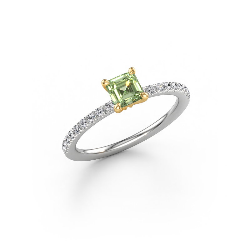 Afbeelding van Verlovingsring Crystal ASSC 2 585 witgoud Groene lab grown diamant 4.5 mm