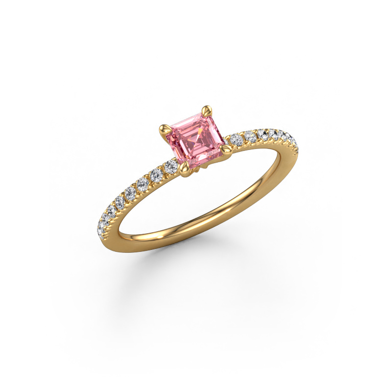 Image of Engagement ring Crystal ASSC 2 585 gold Pink lab grown diamond 4.5 mm
