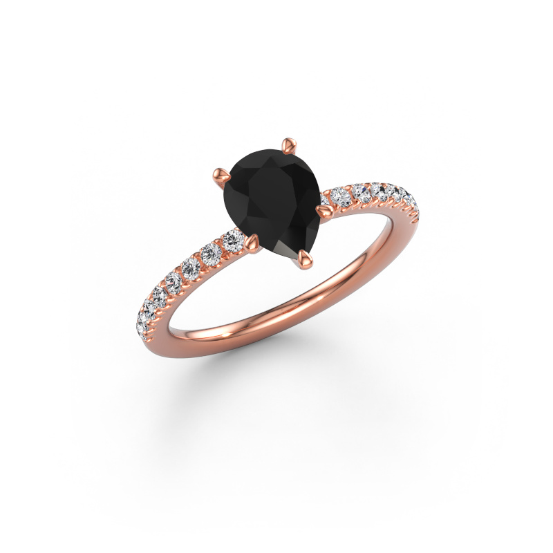 Immagine di Anello di fidanzamento Crystal PER 2 585 oro rosa Diamante nero 1.49 crt