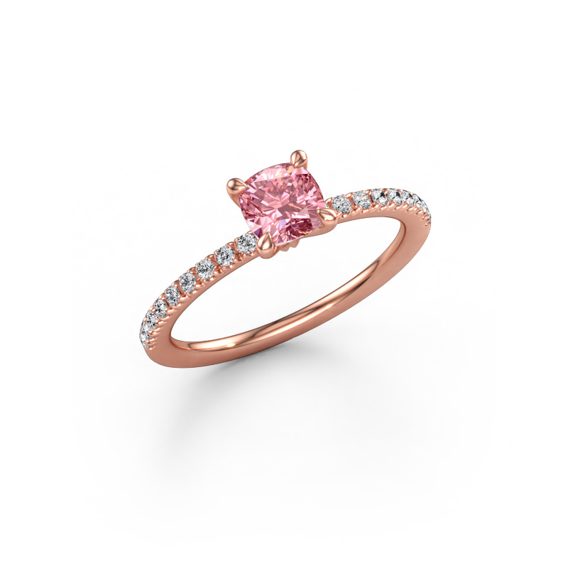 Image of Engagement ring Crystal CUS 2 585 rose gold Pink lab grown diamond 5 mm