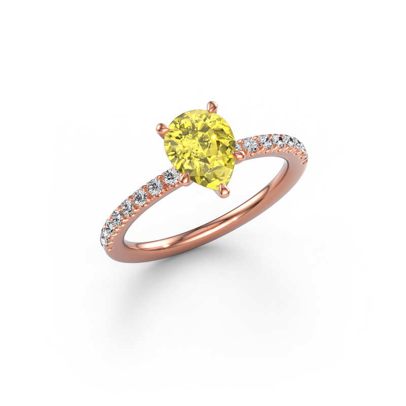 Immagine di Anello di fidanzamento Crystal PER 2 585 oro rosa Diamante lab grown giallo 8x6 mm