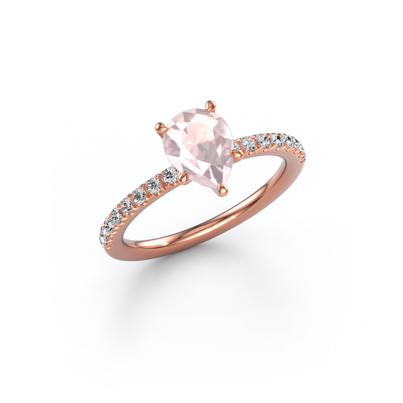 Immagine di Anello di fidanzamento Crystal PER 2 585 oro rosa Morganite champagne 8x6 mm
