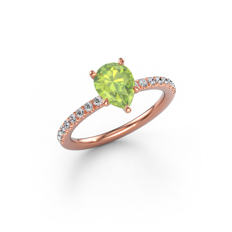 Immagine di Anello di fidanzamento Crystal PER 2 585 oro rosa Peridoto 8x6 mm