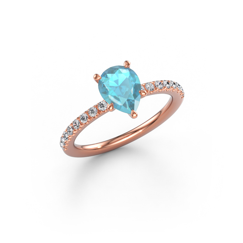 Immagine di Anello di fidanzamento Crystal PER 2 585 oro rosa Topazio blu 8x6 mm