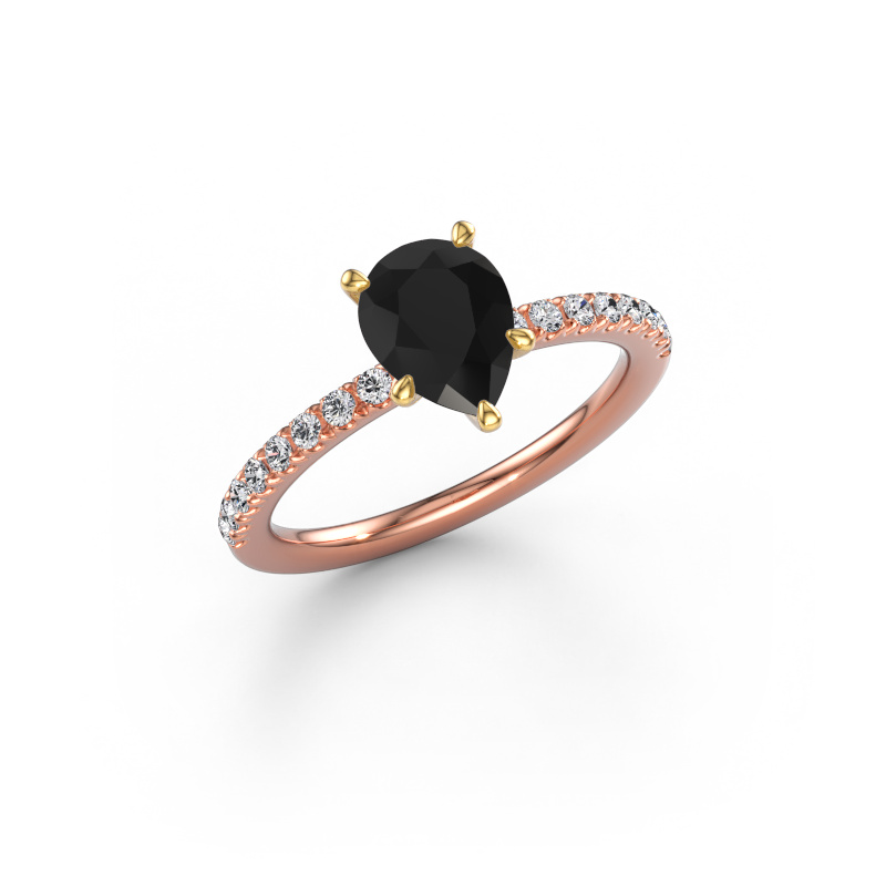 Image of Engagement ring Crystal PER 2 585 rose gold Black diamond 1.49 crt