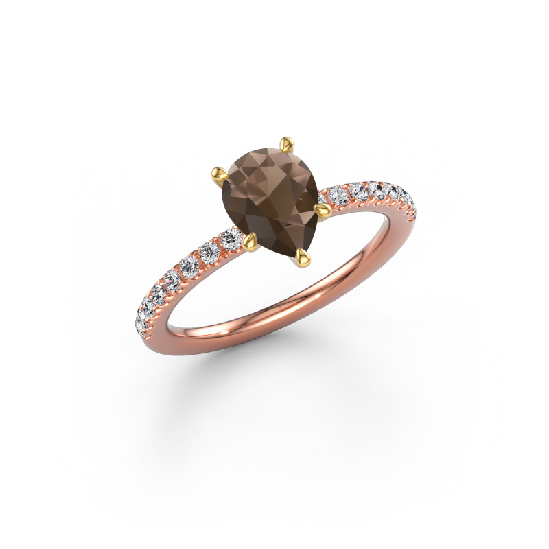 Afbeelding van Verlovingsring Crystal PER 2 585 rosé goud Rookkwarts 8x6 mm