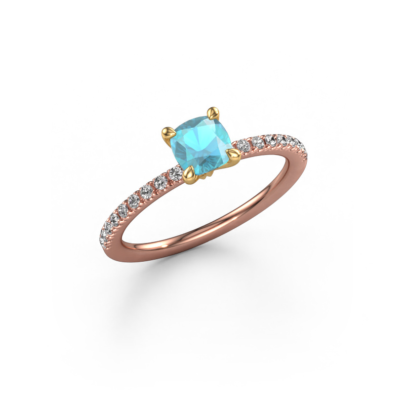 Image de Bague de fiançailles Crystal CUS 2 585 or rose Topaze bleue 5 mm