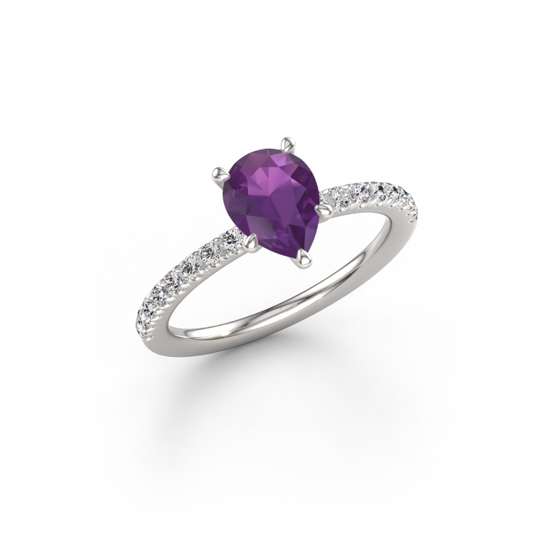 Image de Bague de fiançailles Crystal PER 2 950 platine Améthyste 8x6 mm