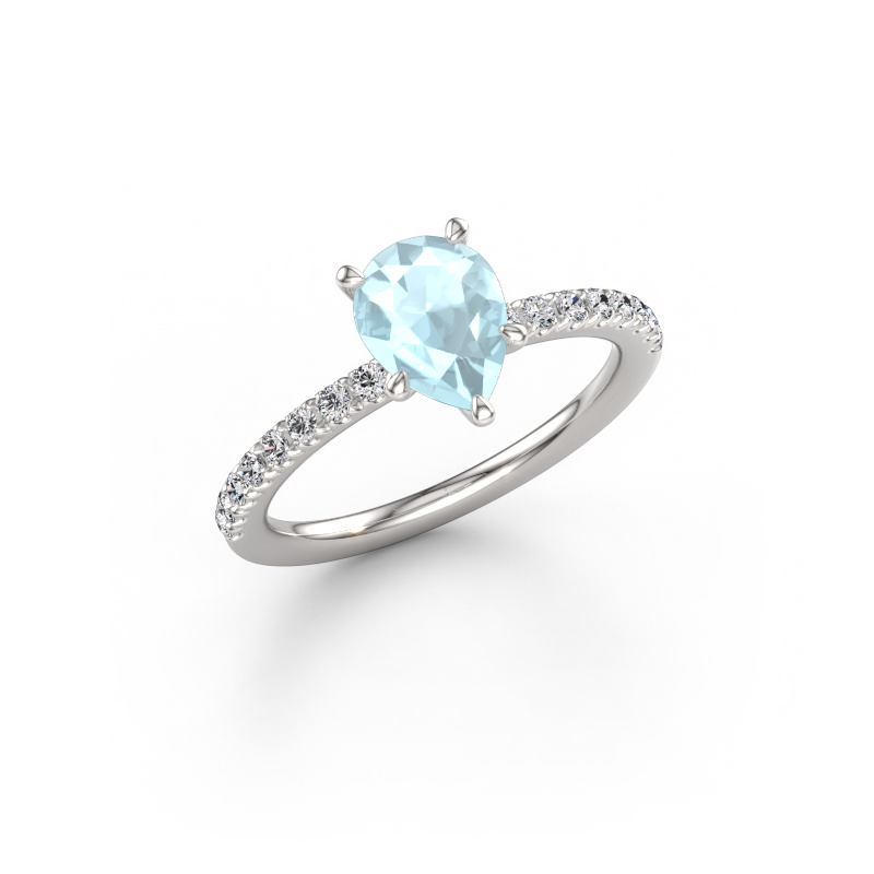 Image de Bague de fiançailles Crystal PER 2 950 platine Aigue-marine 8x6 mm