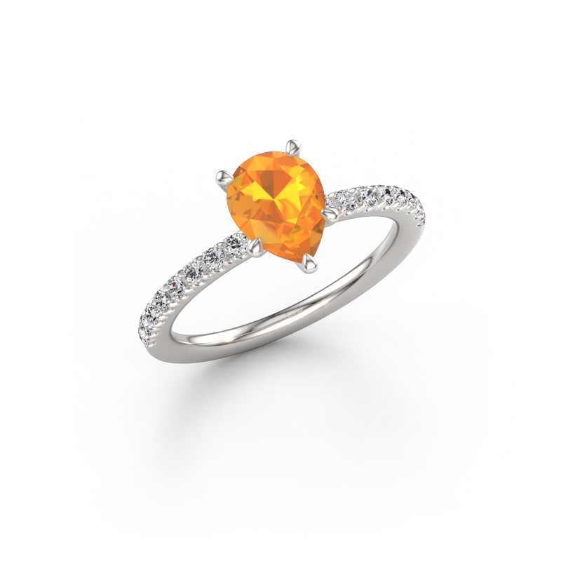 Bild von Verlobungsring Crystal PER 2 950 Platin Citrin 8x6 mm