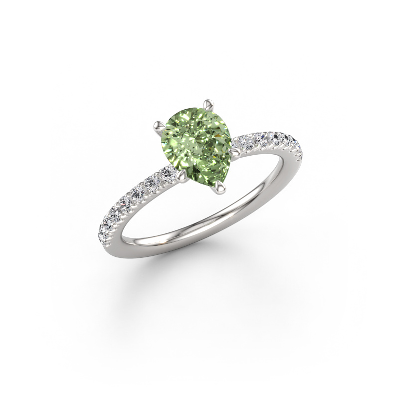 Immagine di Anello di fidanzamento Crystal PER 2 950 platino Diamante lab grown verde 8x6 mm