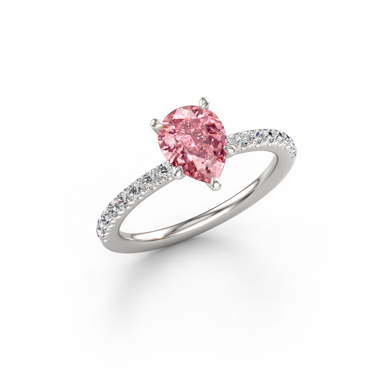 Immagine di Anello di fidanzamento Crystal PER 2 950 platino Diamante lab grown rosa 8x6 mm