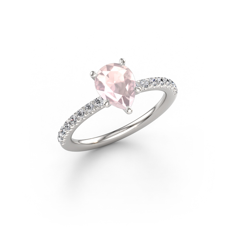 Immagine di Anello di fidanzamento Crystal PER 2 585 oro bianco Morganite champagne 8x6 mm