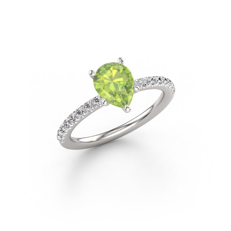 Image of Engagement ring Crystal PER 2 950 platinum Peridot 8x6 mm
