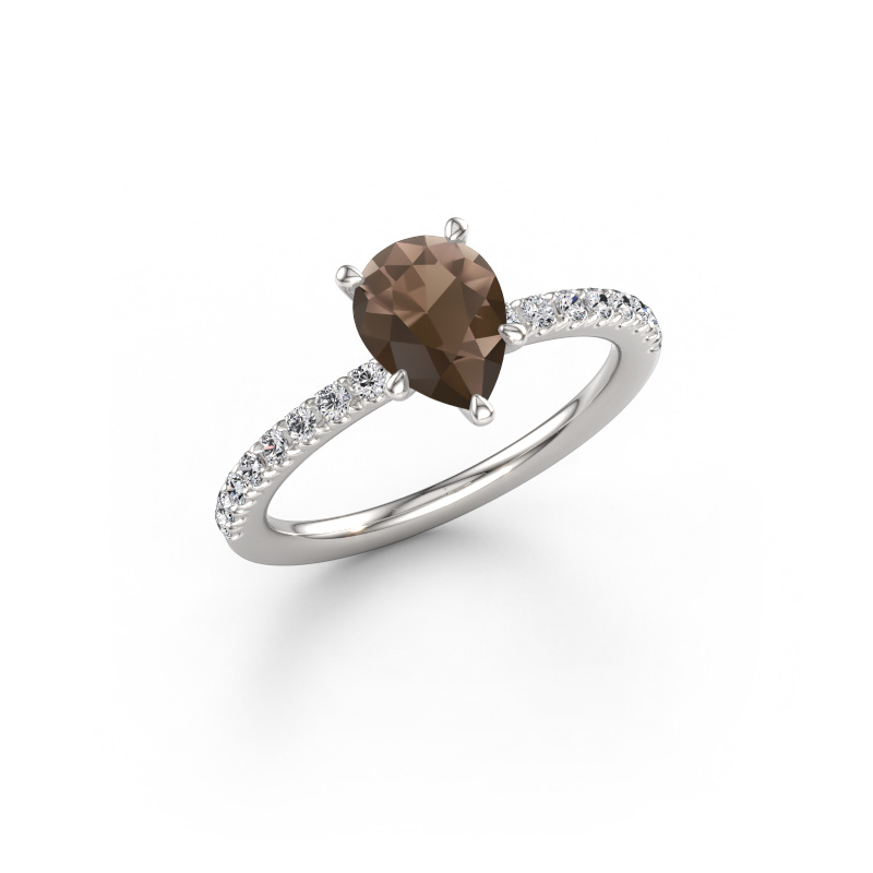 Image of Engagement ring Crystal PER 2 950 platinum Smokey quartz 8x6 mm