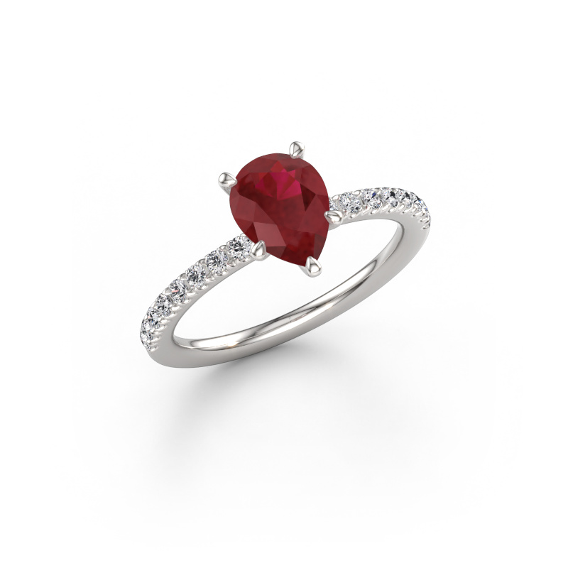 Image de Bague de fiançailles Crystal PER 2 950 platine Rubis 8x6 mm