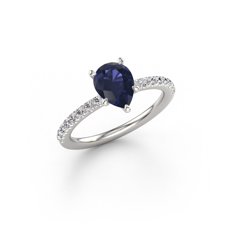 Bild av Förlovningsring Crystal PER 2 585 vitt guld Safir 8x6 mm