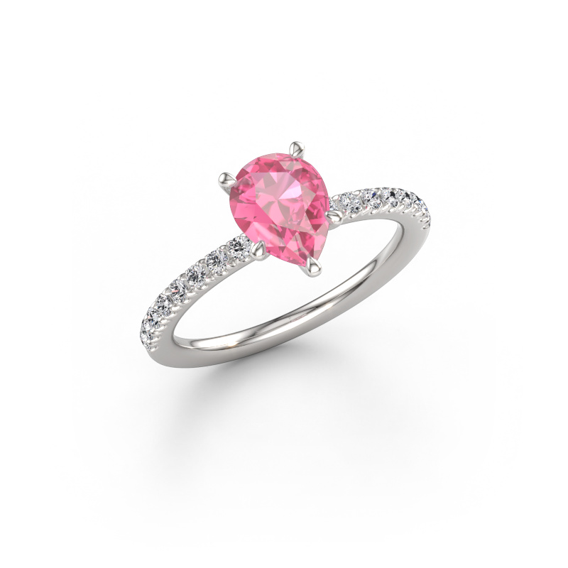 Image of Engagement ring Crystal PER 2 950 platinum Pink sapphire 8x6 mm