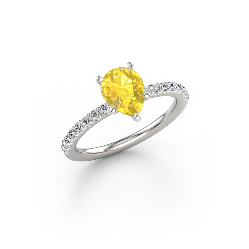 Bild von Verlobungsring Crystal PER 2 950 Platin Gelb Saphir 8x6 mm