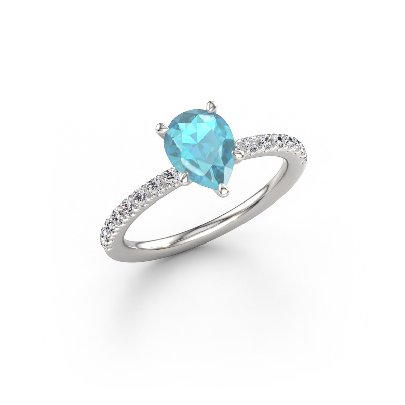 Bild von Verlobungsring Crystal PER 2 950 Platin Blau Topas 8x6 mm