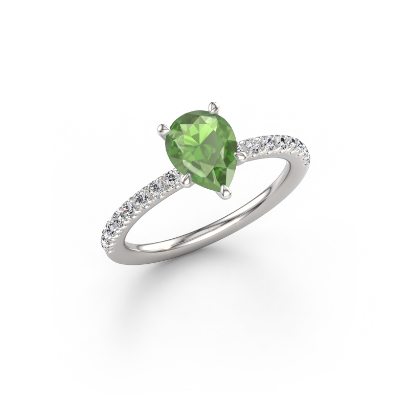 Immagine di Anello di fidanzamento Crystal PER 2 585 oro bianco Tormalina verde 8x6 mm