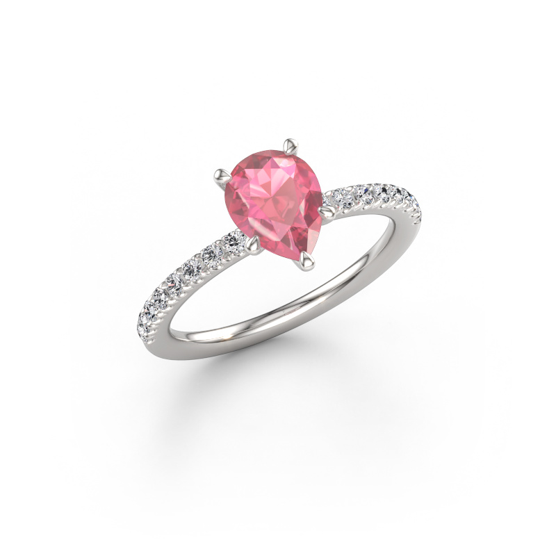 Immagine di Anello di fidanzamento Crystal PER 2 585 oro bianco Tormalina rosa 8x6 mm
