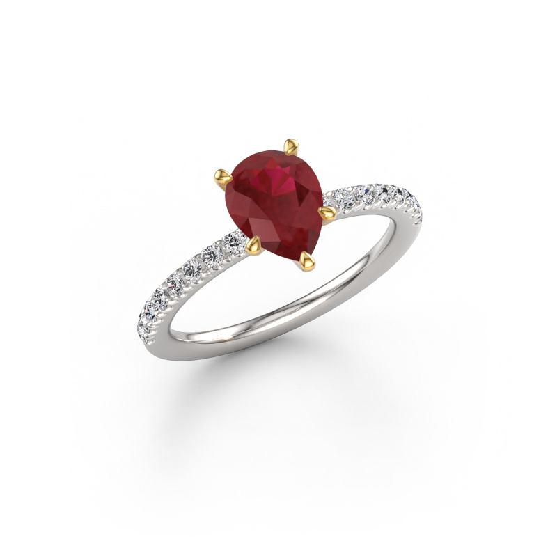 Bild von Verlobungsring Crystal PER 2 585 Weißgold Rubin 8x6 mm