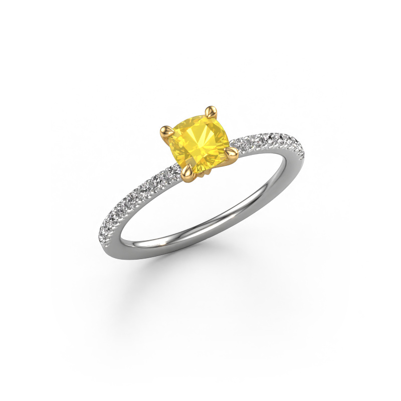 Image de Bague de fiançailles Crystal CUS 2 585 or blanc Saphir jaune 5 mm