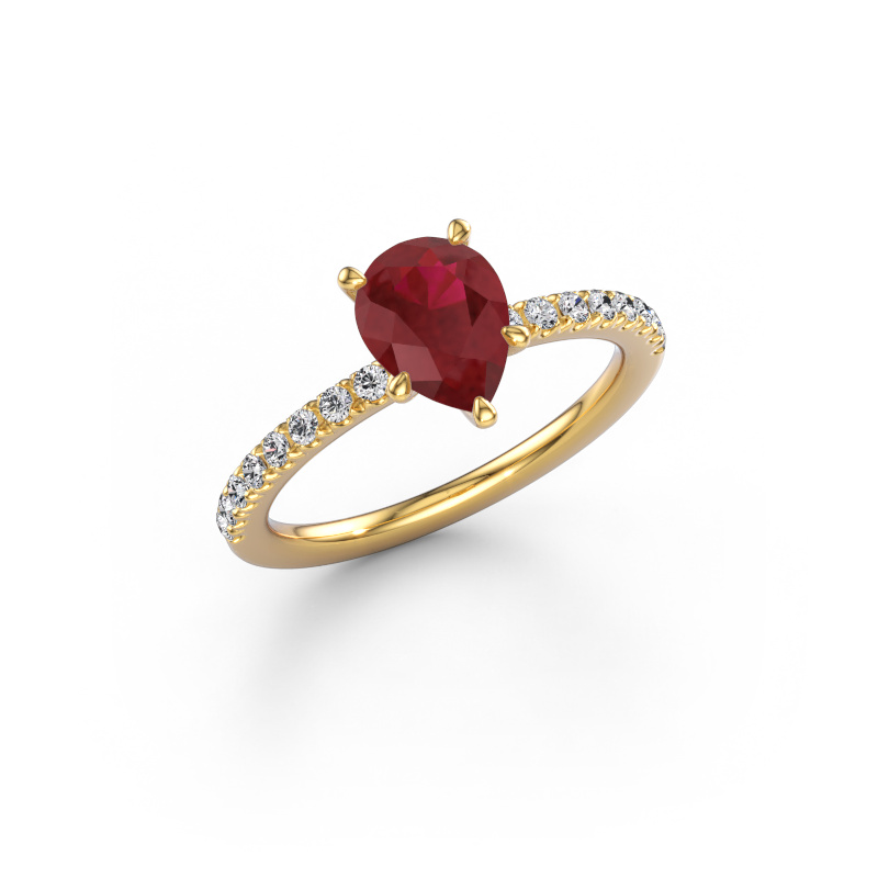 Image de Bague de fiançailles Crystal PER 2 585 or jaune Rubis 8x6 mm