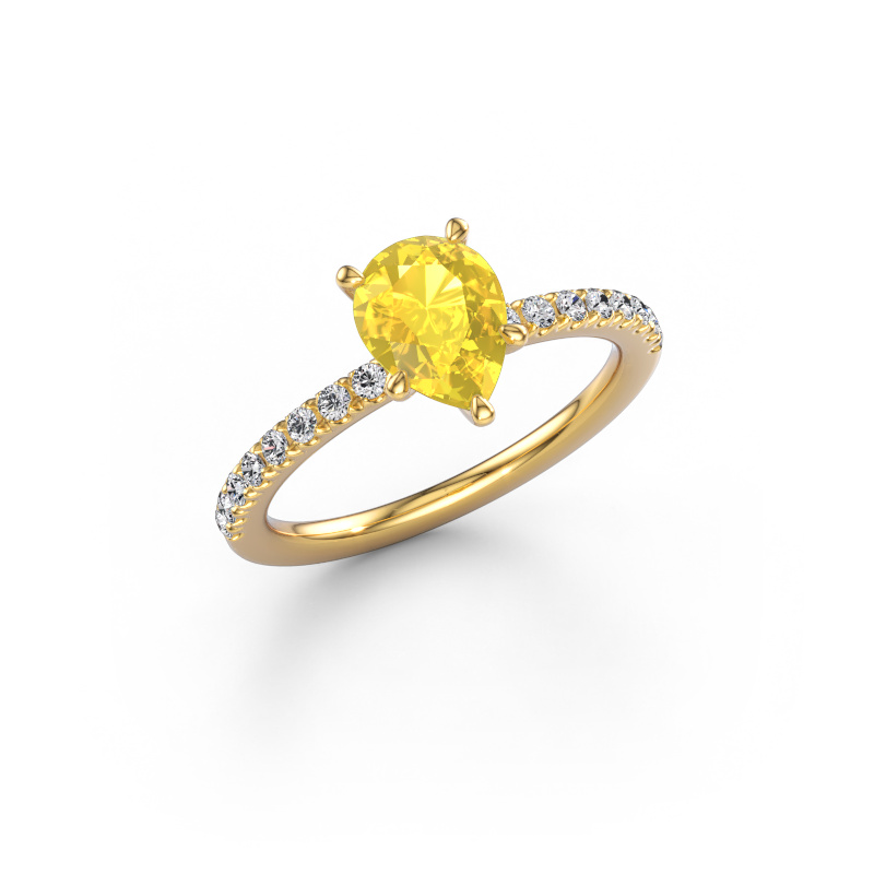 Image of Engagement ring Crystal PER 2 585 gold Yellow sapphire 8x6 mm
