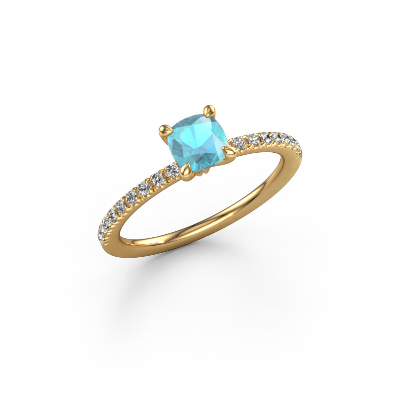 Bild von Verlobungsring Crystal CUS 2 585 Gold Blau Topas 5 mm