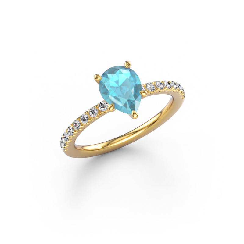 Bild von Verlobungsring Crystal PER 2 585 Gold Blau Topas 8x6 mm