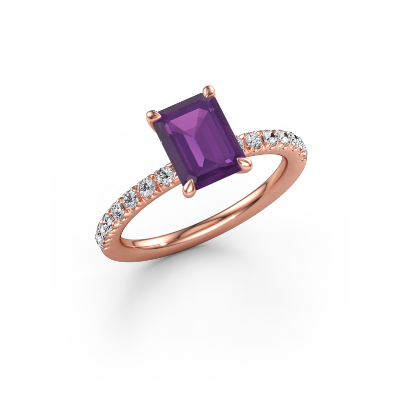 Immagine di Anello di fidanzamento Crystal EME 2 585 oro rosa Ametista 8x6 mm