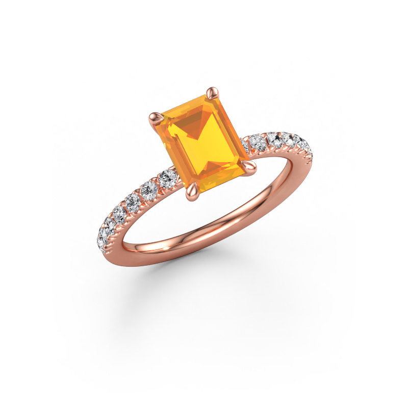Bild av Förlovningsring Crystal EME 2 585 roséguld Citrin 8x6 mm