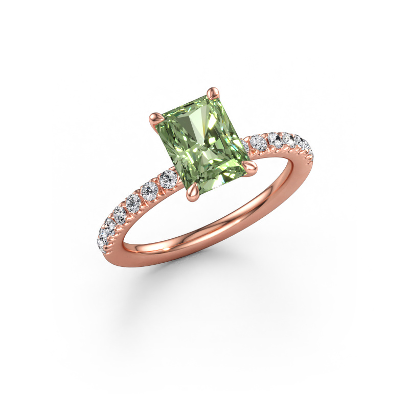 Bild av Förlovningsring Crystal RAD 2 585 roséguld Grön labbodlad diamant 8x6 mm