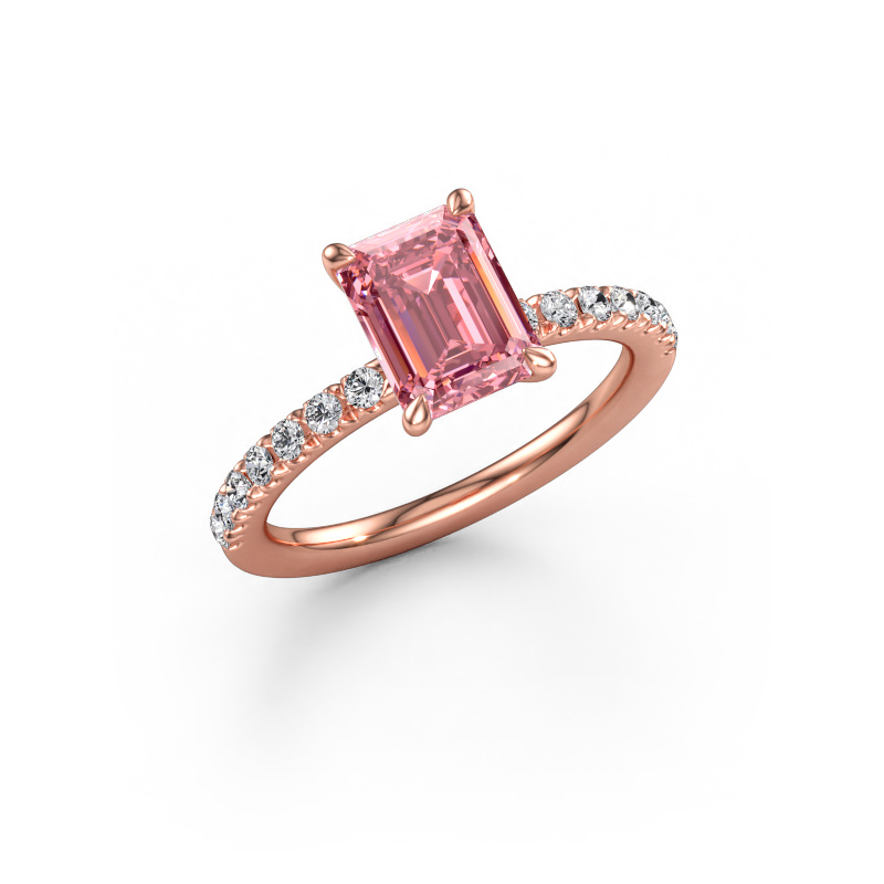 Image of Engagement ring Crystal EME 2 585 rose gold Pink lab grown diamond 8x6 mm