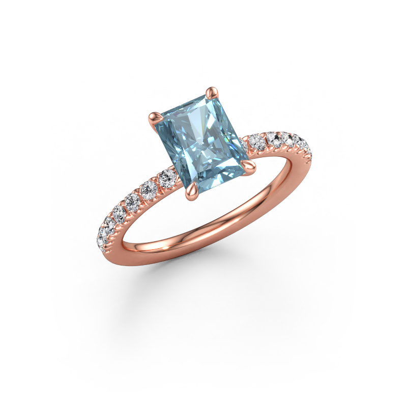 Bild av Förlovningsring Crystal RAD 2 585 roséguld Blå labbodlad diamant 8x6 mm
