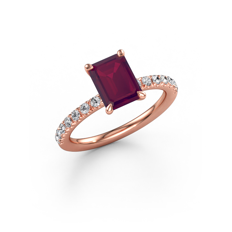 Bild av Förlovningsring Crystal EME 2 585 roséguld Rodolit 8x6 mm