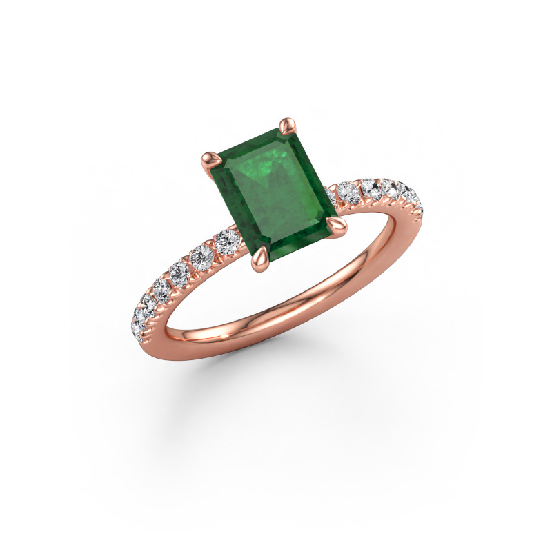 Bild av Förlovningsring Crystal EME 2 585 roséguld Smaragd 8x6 mm
